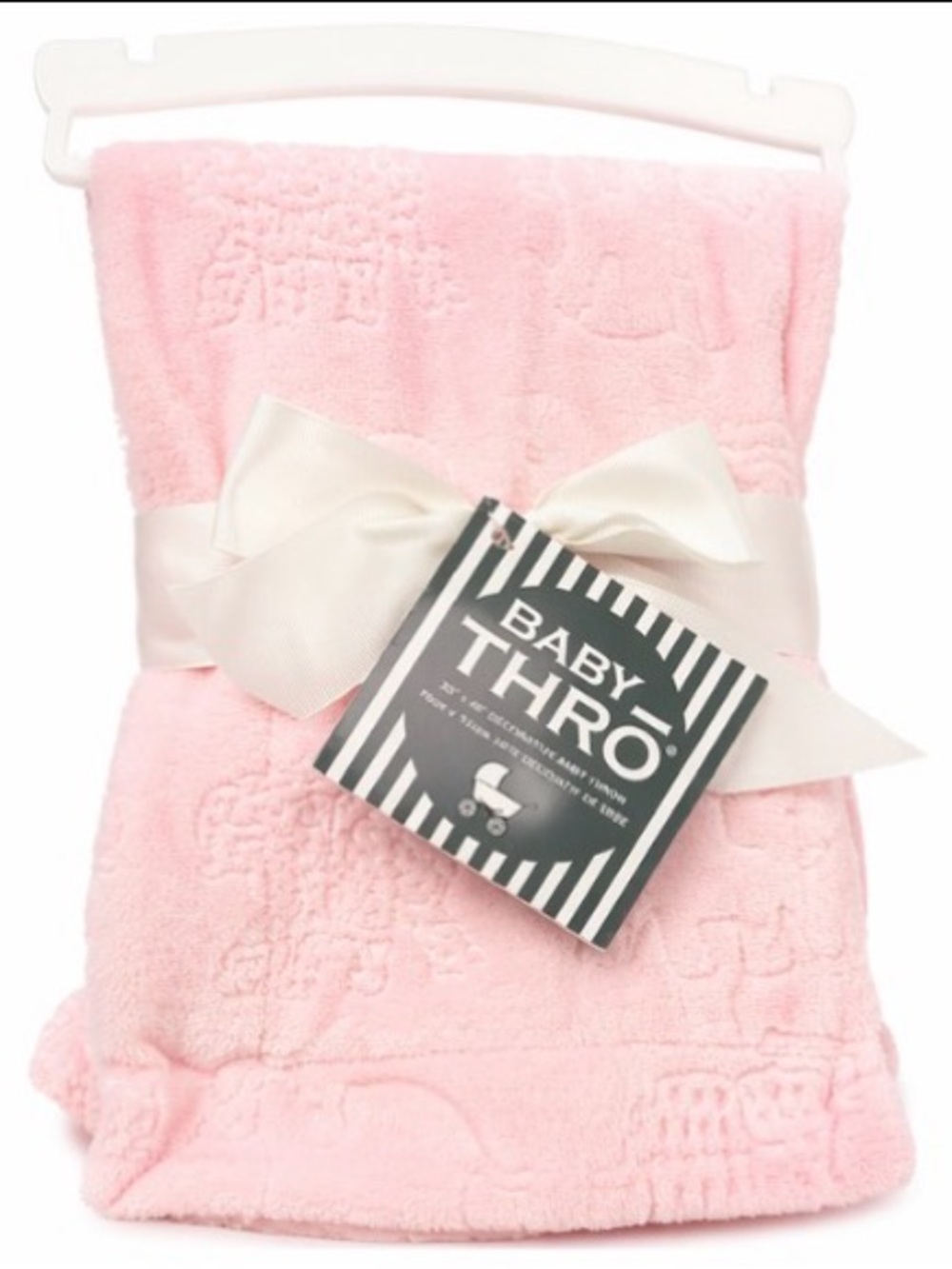 Baby Thro Pink Plush Baby Blanket Elephant Embossed NWT